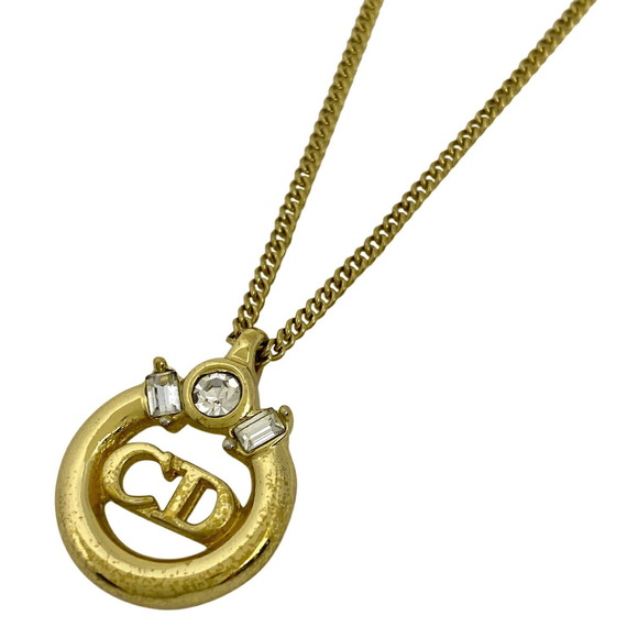 Dior Handbags - Christian Dior Logo Rhinestone Necklace CD GP Gold